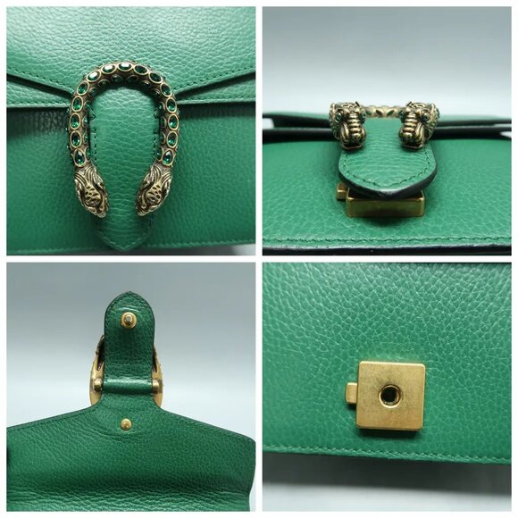 GUCCI Dionysus Green Leather Shoulder Bag 924-012525 - Picture 9 of 12